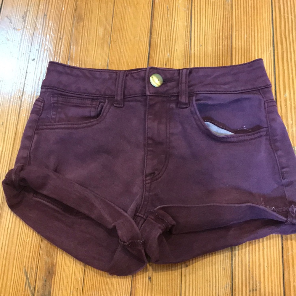 high rise burgundy shorts from AE